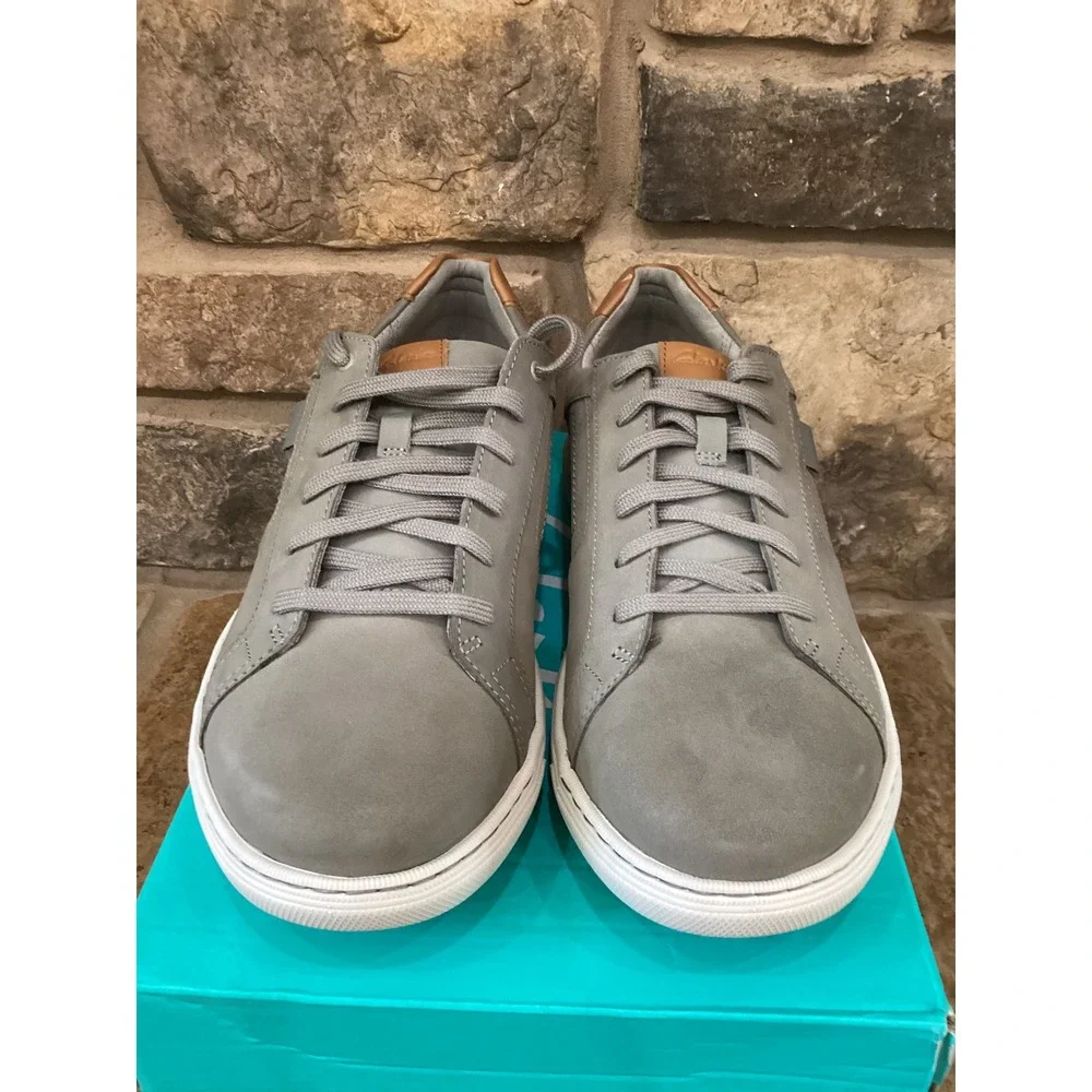 Clarks Mapstone Lace Mens 11 Grey Nubuck Leather Sneakers 261873847100 New